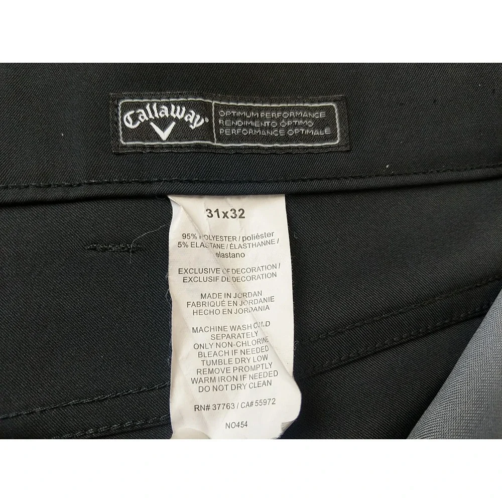 Callaway‎ Golf Pants Optimum Performance Athletic 31(33*)x32 Black Breathable